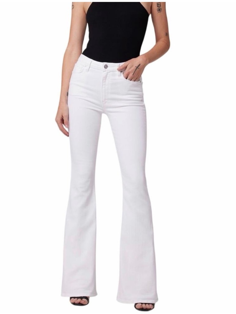 Hudson Holly High-Rise White Flare Jeans NWT Sz 34